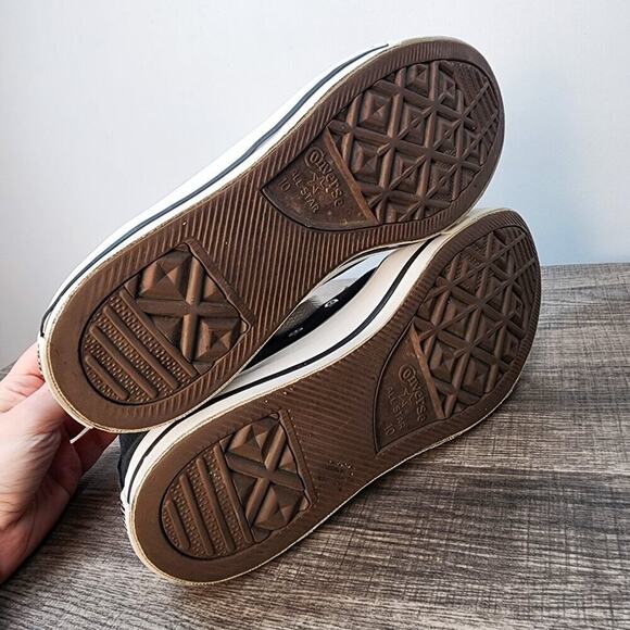 Converse Black High Top Sneakers Custom Embroidered Mountains Size 10 Art‎ - Picture 7 of 9